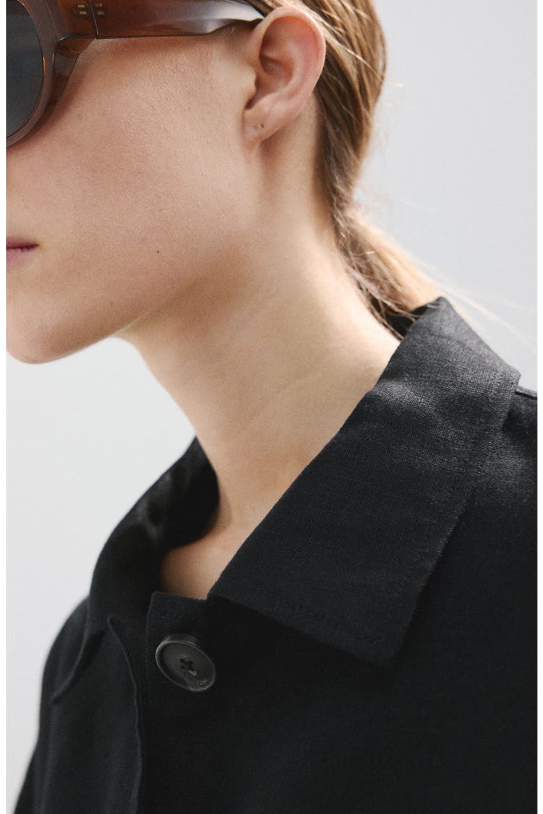 Belted Linen Jacket, Alternate, color, BLACK