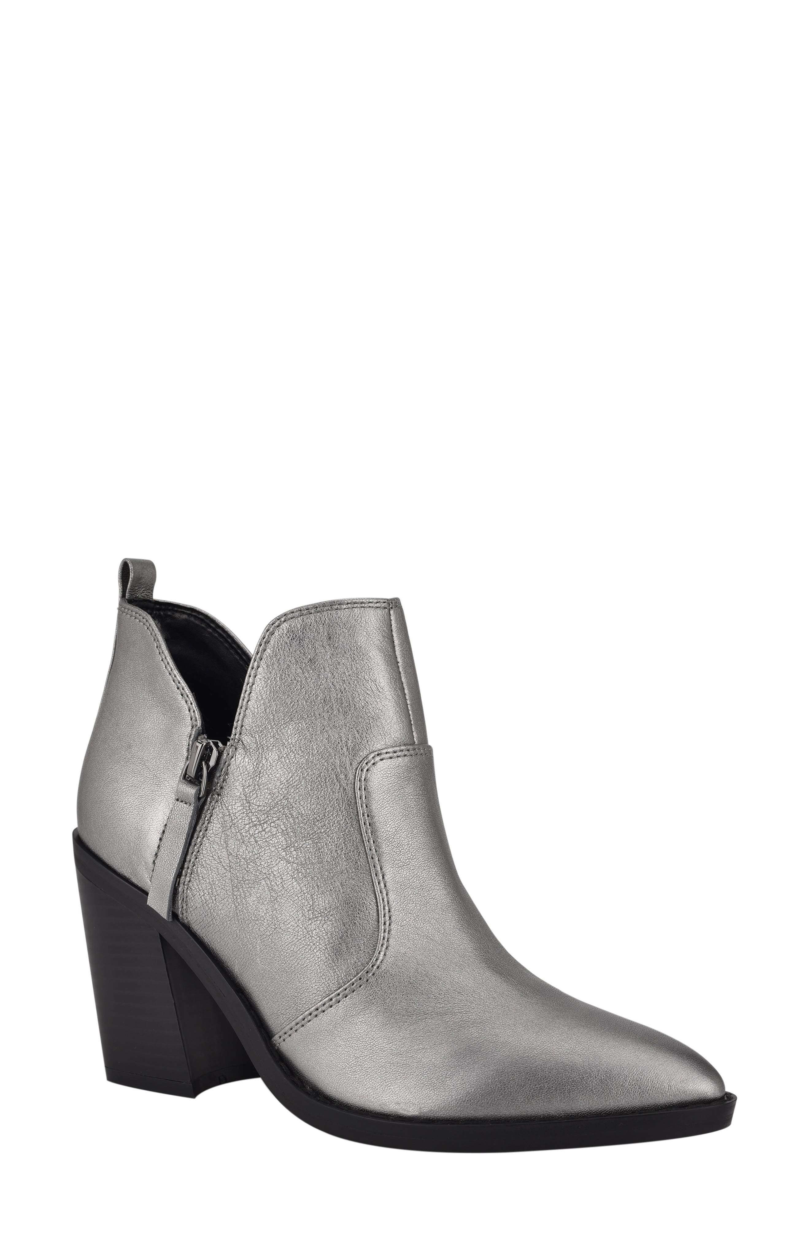 Byro Block Heel Bootie, Main, color, PEWTER LEATHER
