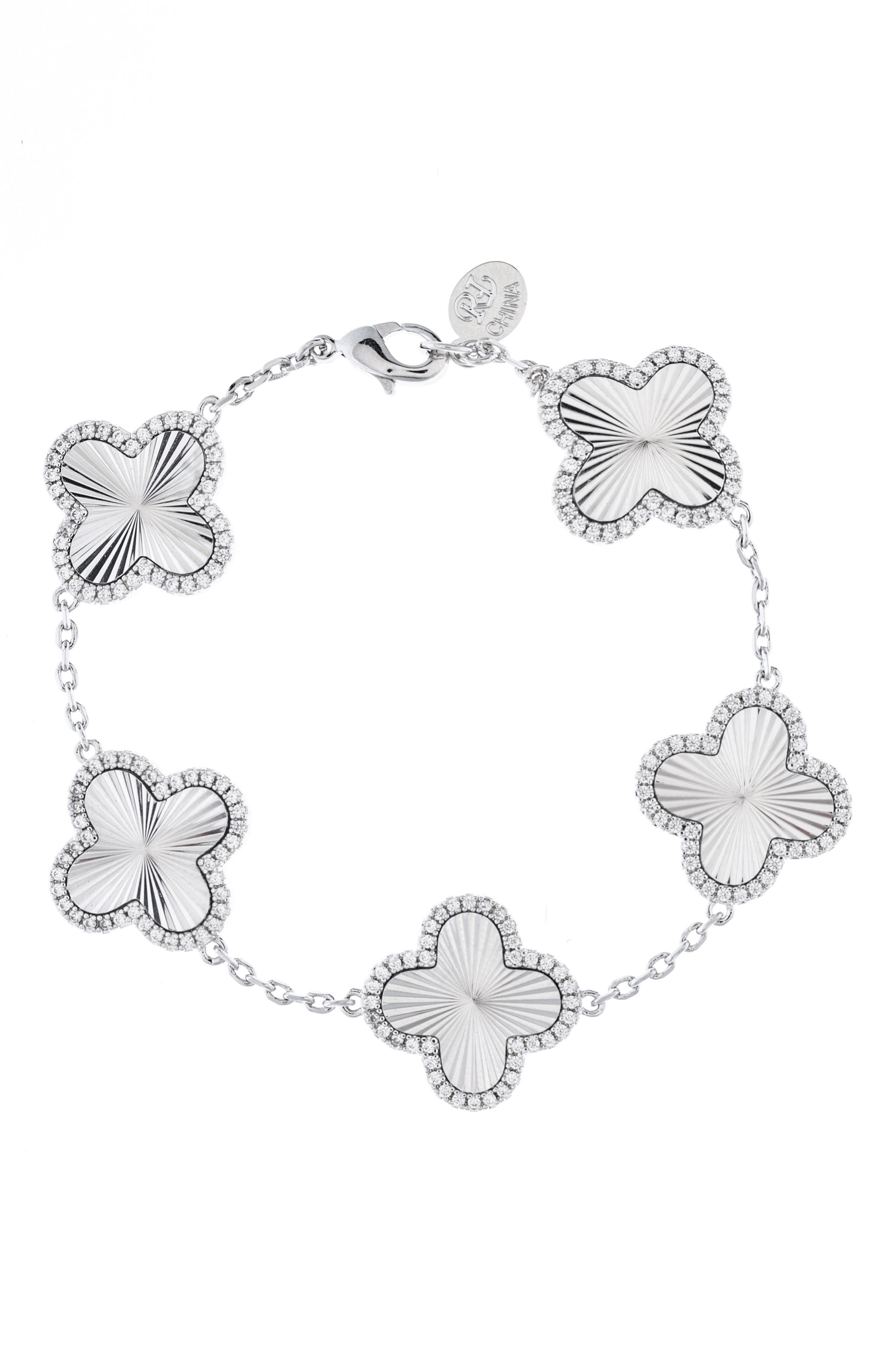 RIVKA FRIEDMAN Pavé CZ Clover Station Bracelet