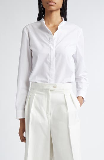 Partow Arden Cotton Poplin Button-up Shirt In White