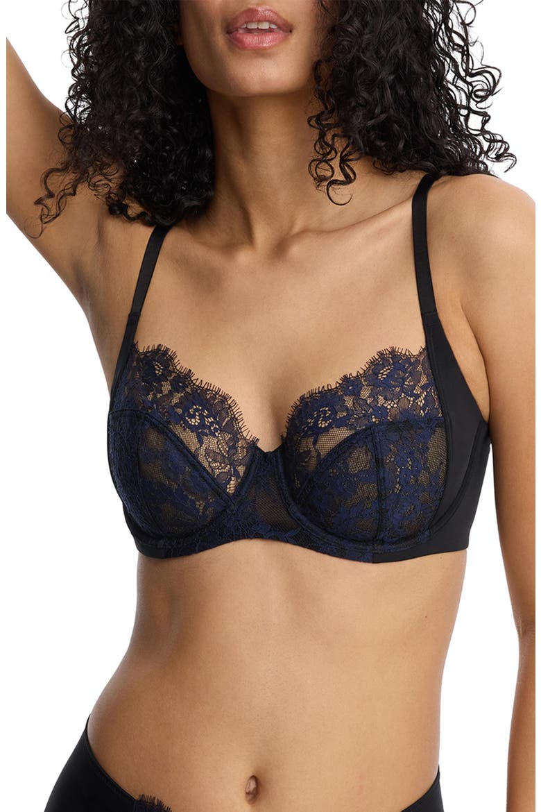 Entice Lace Full Coverage Underwire Bra, Alternate, color, Black/Midnight