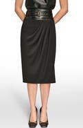 Donna Karan New York Faux Wrap Skirt With Faux Leather Belt