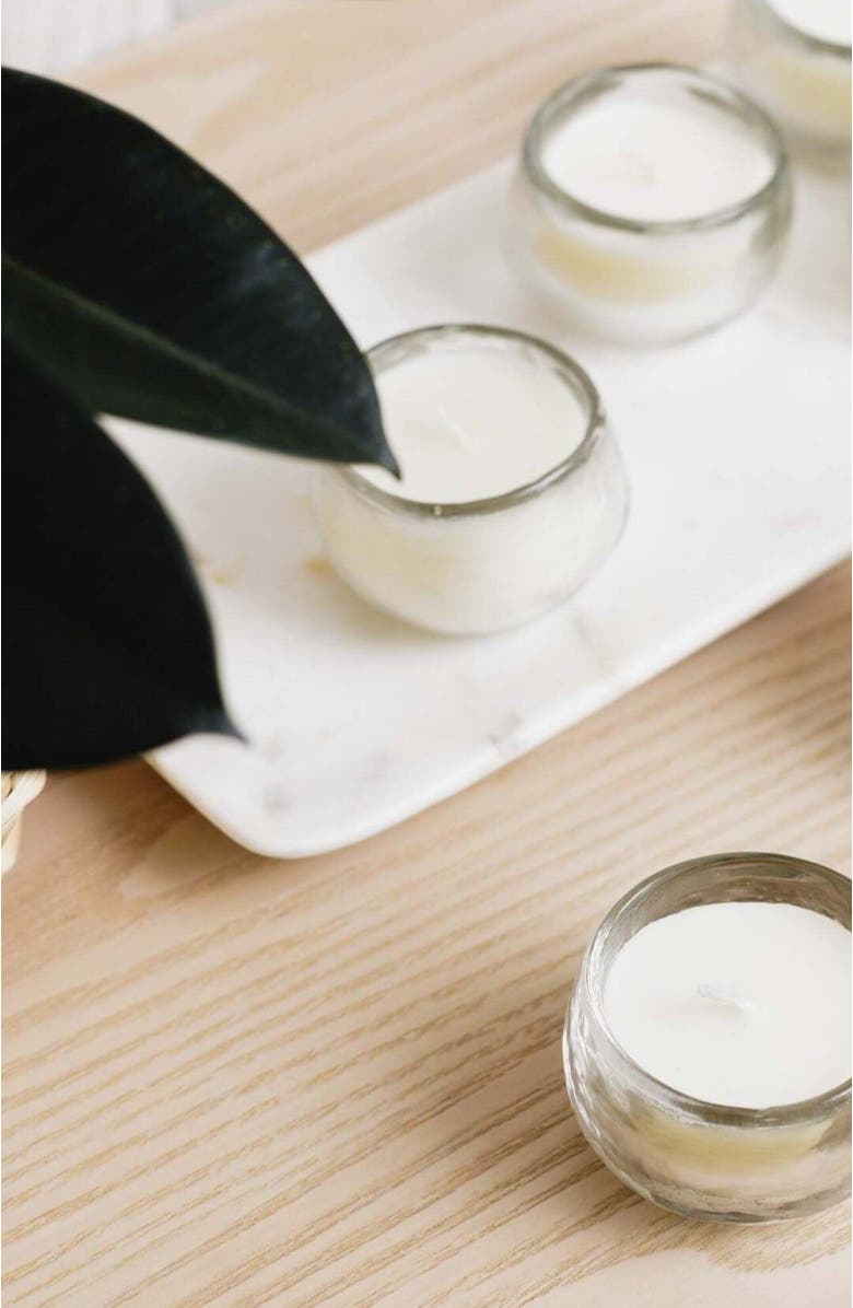 The Collective Home Pebbled Filled Mini-Votive Candles - Set of 6, Alternate, color, White