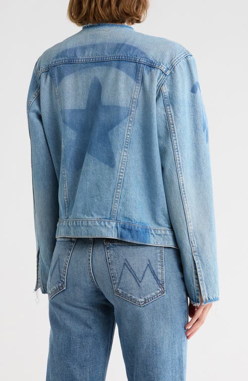 Mother The Bruised Bruiser Collarless Denim Jacket In Blue