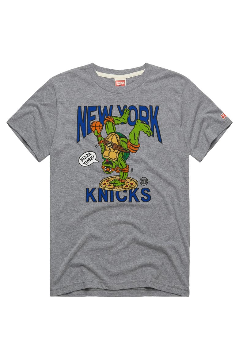 Unisex Homage Gray New York Knicks x Teenage Mutant Ninja Turtles Michelangelo Tri-Blend T-Shirt, Main, color, Gray