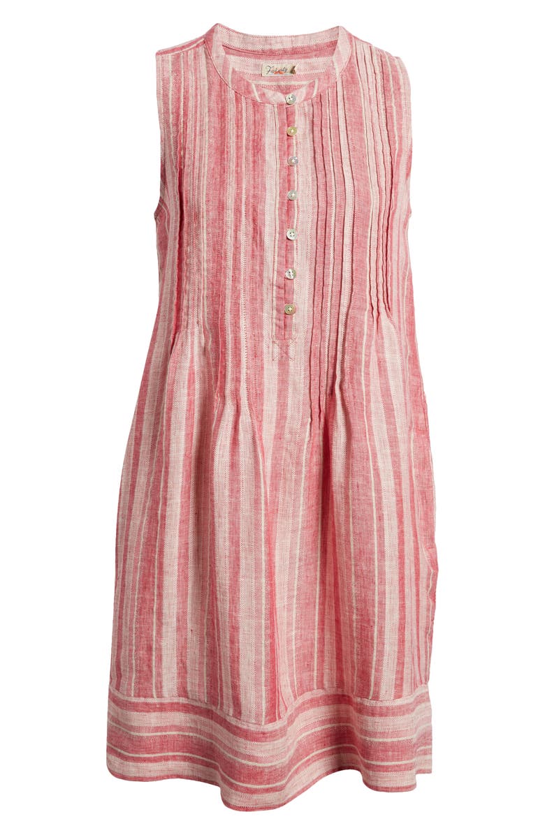 Faherty Isha Stripe Sleeveless Linen Blend Dress, Alternate, color,