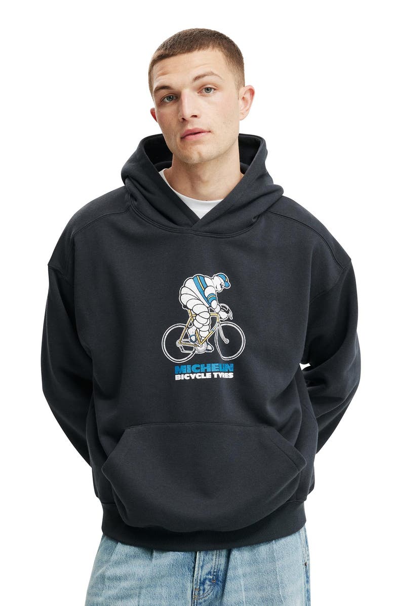 Cotton On Men's Michelin Box Fit Hoodie, Main, color, Lcn Mic Washed Black