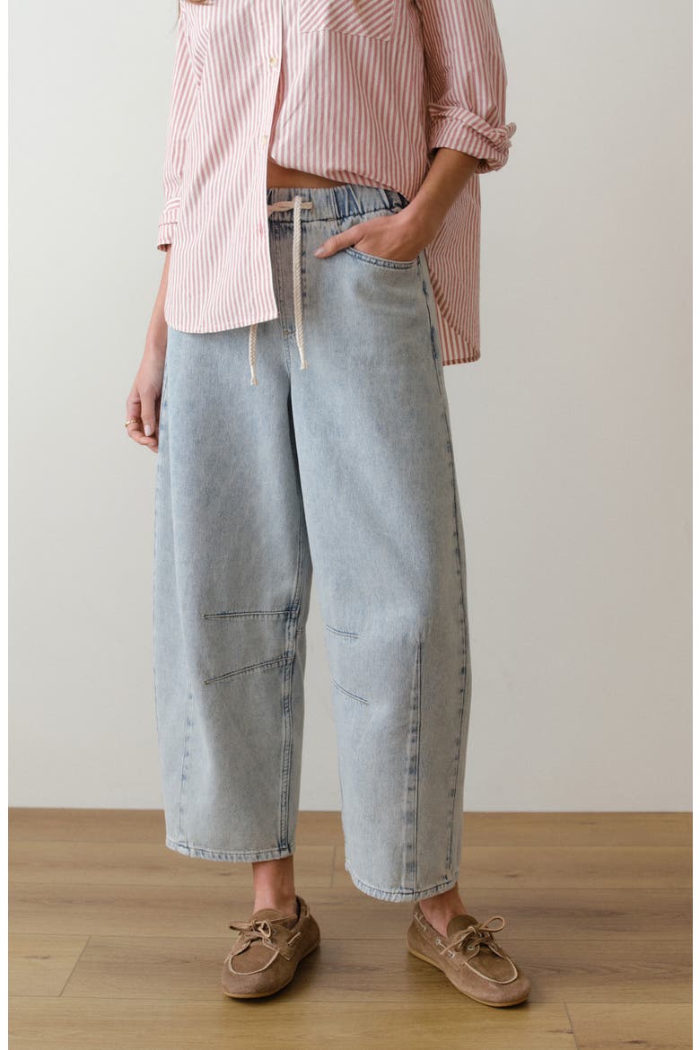 Ella Barrel Leg Drawstring Jeans, Alternate, color, LIGHT WASH