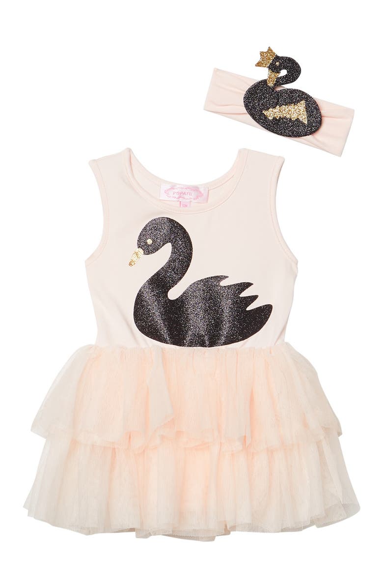 Popatu Swan Tutu Dress w/ Matching Headband, Main, color, 