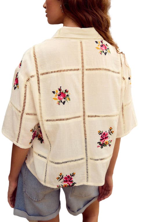 Next Floral Cross-stitch Button-up Shirt