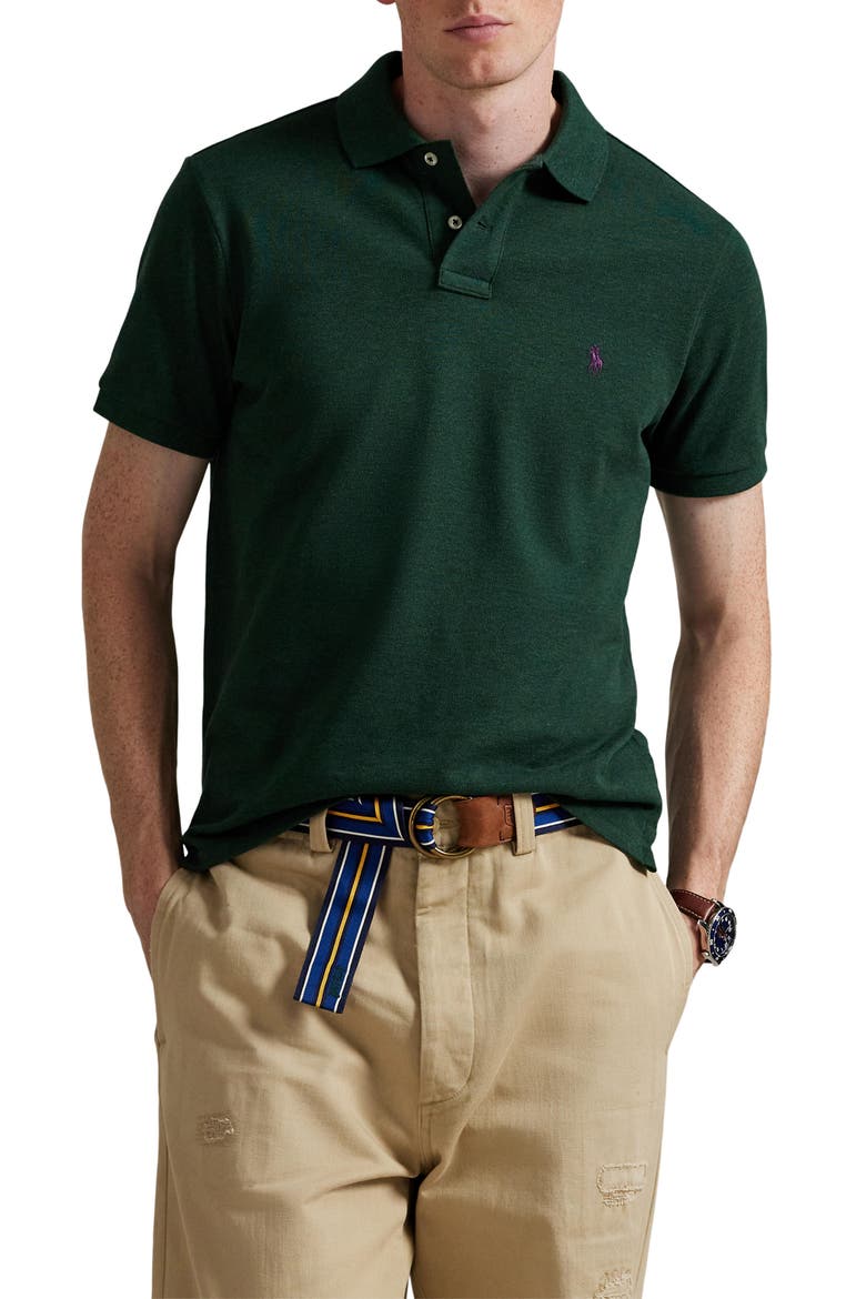 Solid Cotton Polo Shirt, Main, color, SCOTCH PINE HEATHER