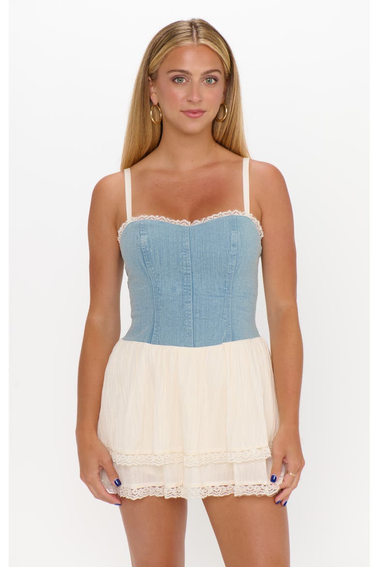 Geneva Mini Dress, Main, color, Light Indigo With Cream Voile