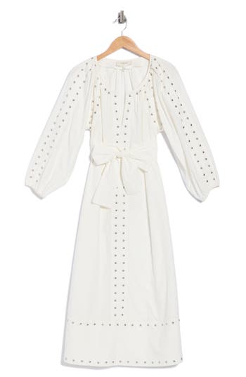 The Great . Bodega Studded Cotton Midi Dress In White