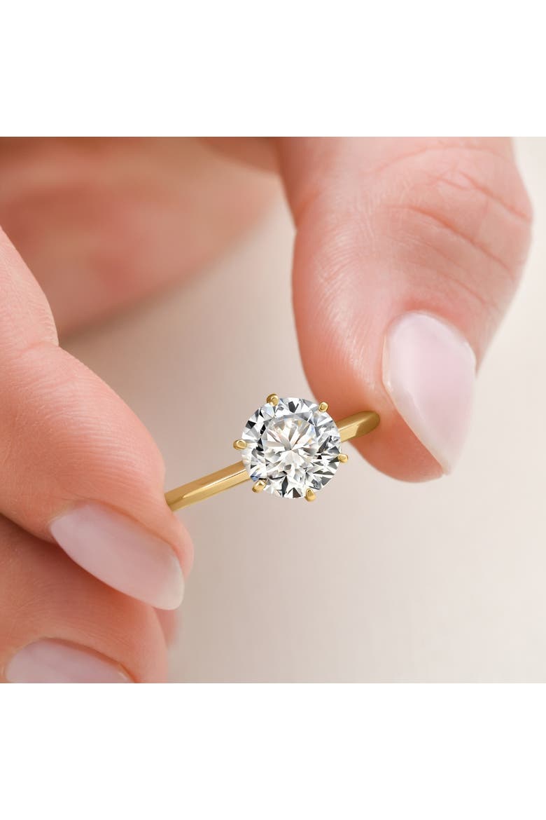 Certified 2 1/2CT Lab Grown Diamond Solitaire Thin Engagement Ring 14k Gold, Alternate, color, 14k Yellow Gold