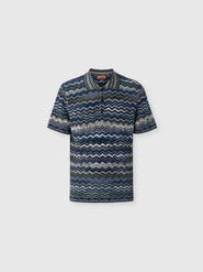 Missoni Cotton Knit Polo Shirt With Chevron Pattern