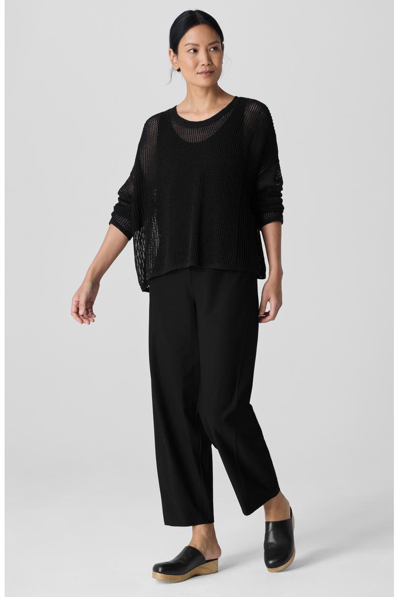 Open Stitch Organic Linen & Organic Cotton Sweater, Alternate, color, BLACK