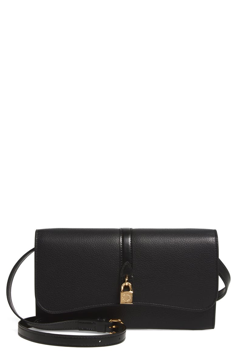 Stella McCartney Ryder Faux Leather Crossbody Clutch, Main, color, Black