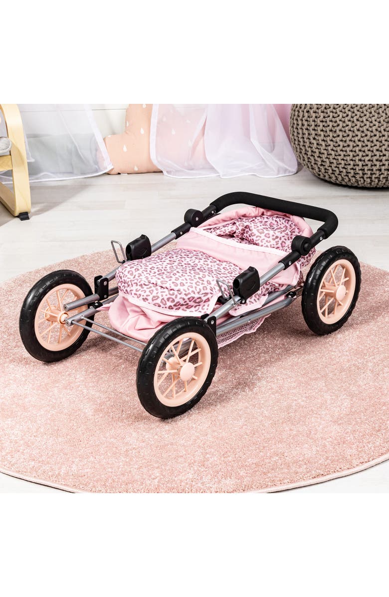 Bayer Design Trendy Pram Pink & Animal Print Fits Dolls Up To 18 Inches, Alternate, color, Pink