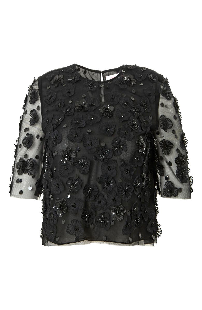 Carolina Herrera Embellished Tulle Top, Alternate, color, 