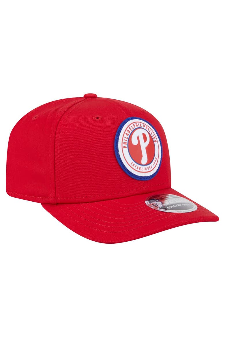 Men's New Era Red Philadelphia Phillies Circle Patch 9SEVENTY Stretch-Snap Hat, Alternate, color, Red