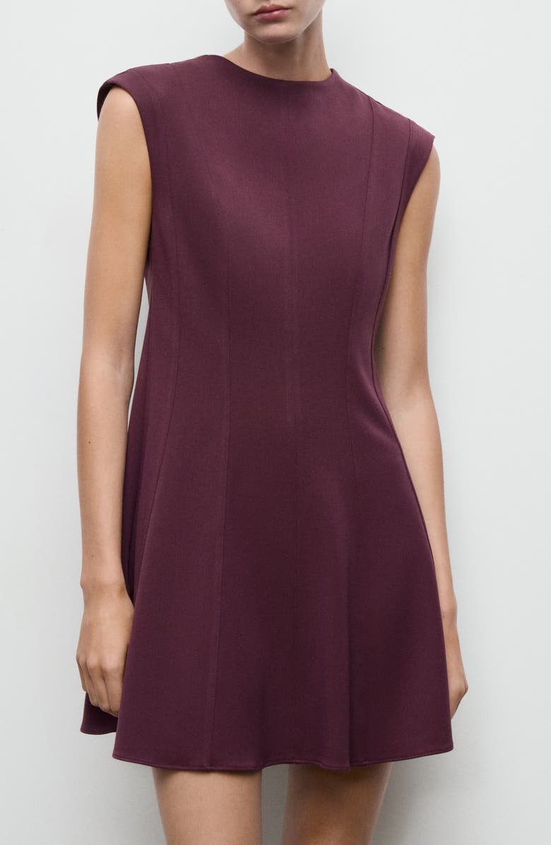 MANGO Seam Sleeveless Minidress, Alternate, color, Burgundy