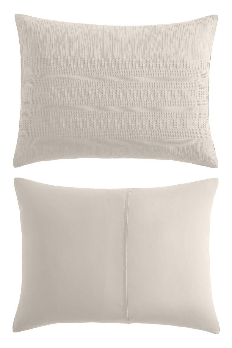 Variegated Waffle Cotton Duvet & Sham Set, Alternate, color, LIGHT BEIGE