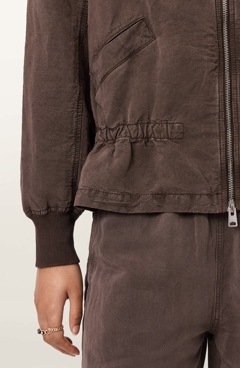 AllSaints Sofi Bomber Jacket, Alternate, color, Plum Brown