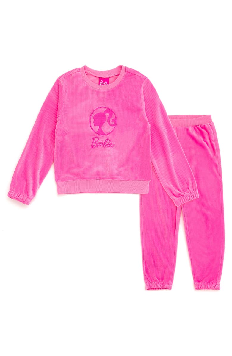 Barbie Velour Sweatshirt & Pants Set, Main, color, Pink