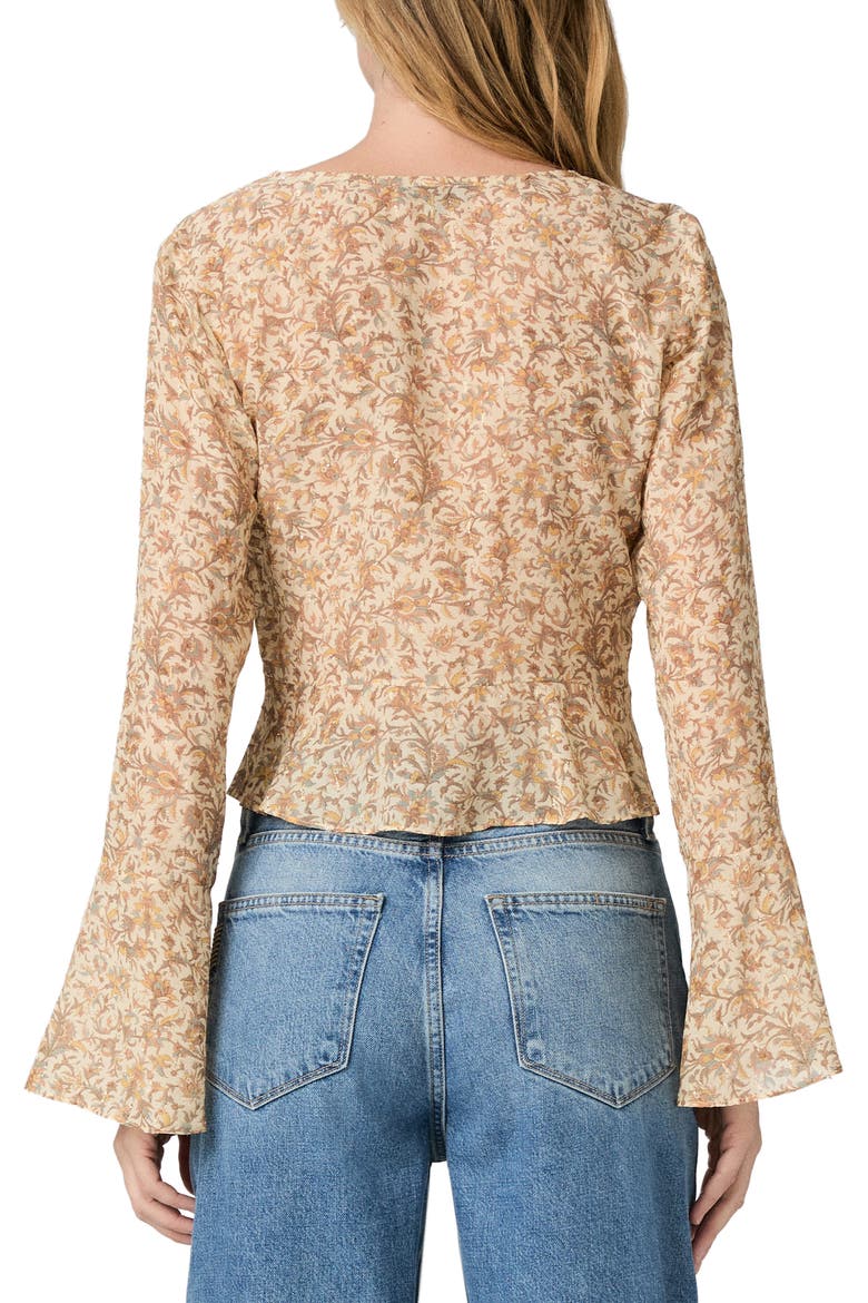 Mila Metallic Floral Long Sleeve Silk Blend Button-Up Shirt, Alternate, color, ECRU MULTI