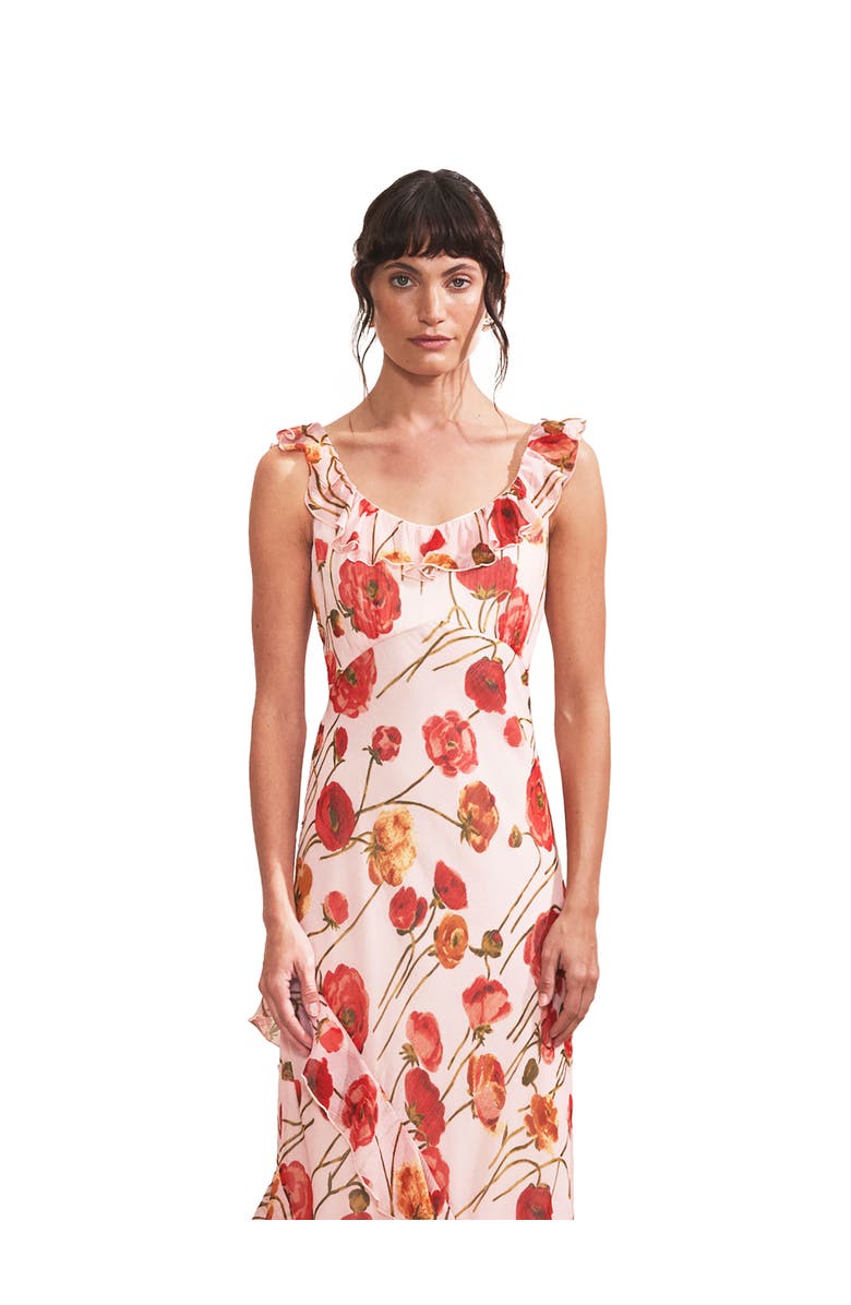 Ro&Zo Rosie Poppy Frill Neck Dress, Alternate, color, Pink