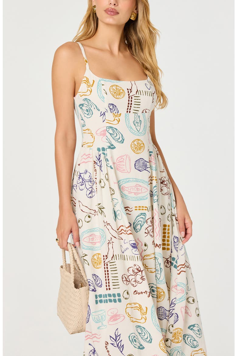 Ansley Mixed Print Dress, Alternate, color, OFF WHITE PICNIC