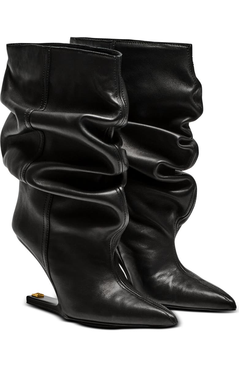 Balmain "No Wedge" smooth leather ankle boots, Main, color, Black