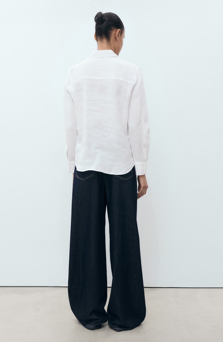 MANGO Linen Button-Up Shirt, Alternate, color, Off White