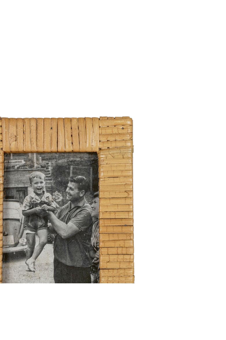 4X6 Inch Wrapped Rattan Picture Frame with MDF & Glass, Alternate, color, Brown