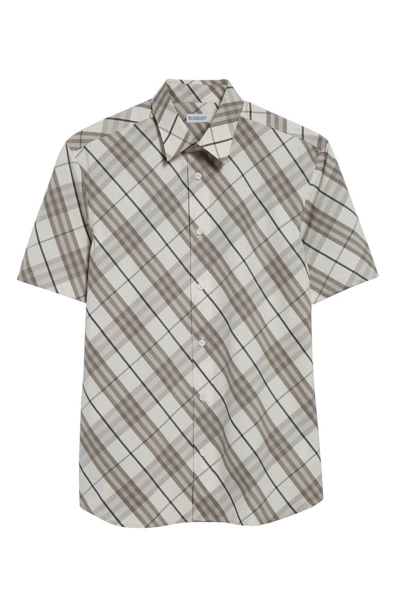 Burberry Check Short Sleeve Cotton Poplin Button-Up Shirt, Alternate, color, Cotton Ip Check