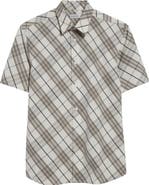 Burberry Check Short Sleeve Cotton Poplin Button-Up Shirt