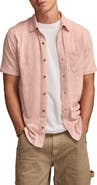 Lucky Brand Slub Knit Short Sleeve Cotton Blend Button-Up Shirt