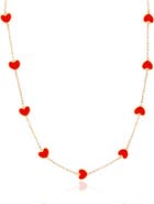 The Lovery Fine Jewelry Coral Heart Station Necklace