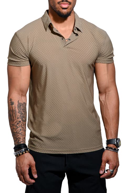 Geo Pattern Stretch Nylon Polo