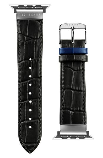 Ted Baker Croc Embossed Leather Apple Watch® Watchband