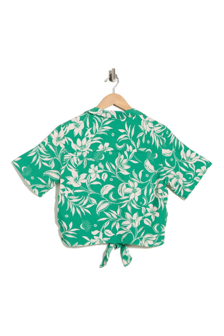Baja Tie Front Short Sleeve Shirt, Alternate, color, NATURES NECTAR LEAF GREEN