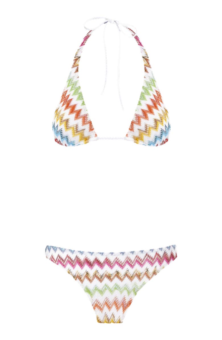 Missoni Bikini In Lamé Viscose With Micro Zigzag Pattern, Alternate, color, White & Multicoloured
