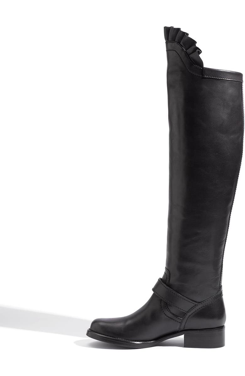 Valentino Garavani Ruffled Over the Knee Biker Boot, Alternate, color,