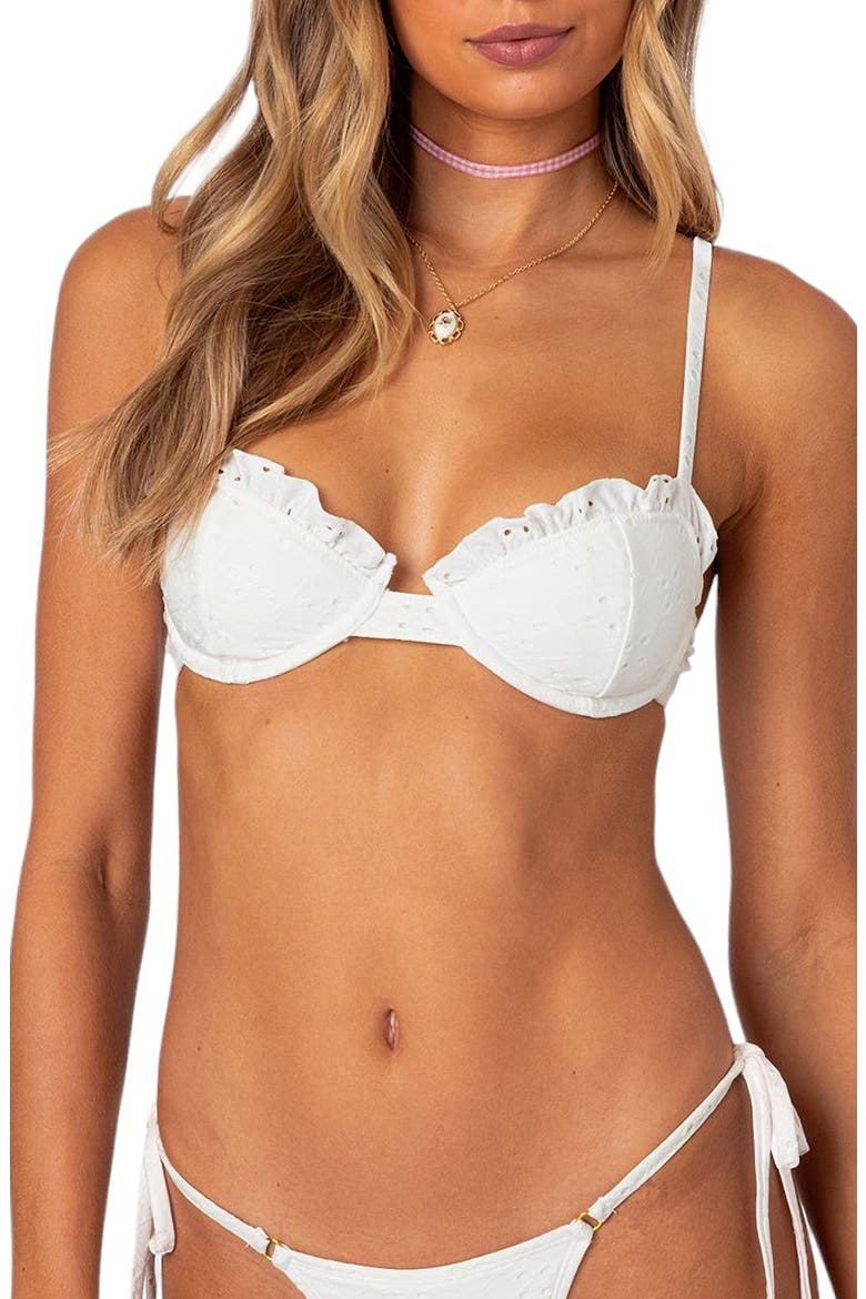Eyelet Underwire Bikini Top, Main, color, WHITE