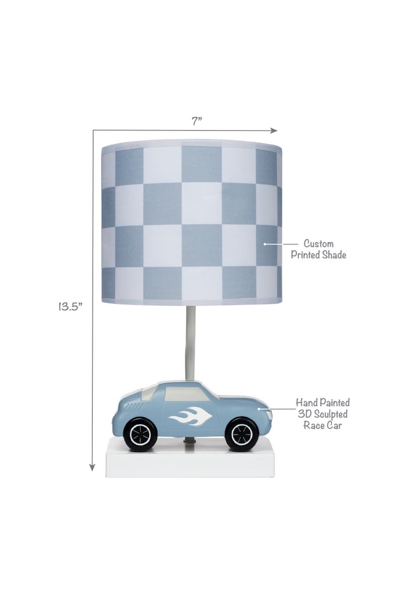 Lambs & Ivy Little Racer Hand Painted Car/Transportation Lamp w/ Shade and Bulb, Alternate, color, Blue