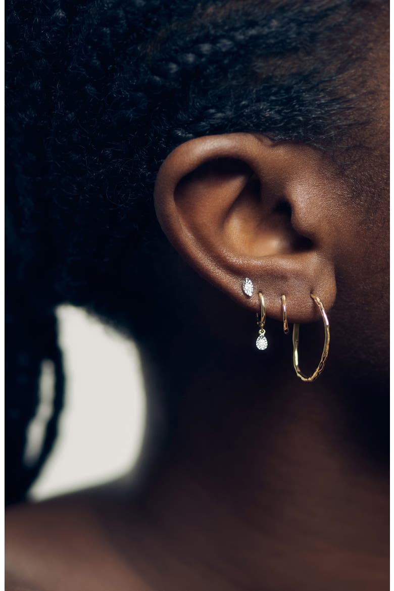 Lab-Grown Diamond Teardrop Huggie Hoop Earrings, Alternate, color, YELLOW GOLD