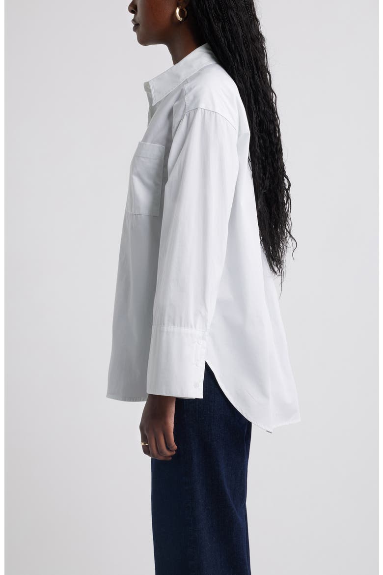 Cotton Poplin Button-Up Shirt, Alternate, color, WHITE
