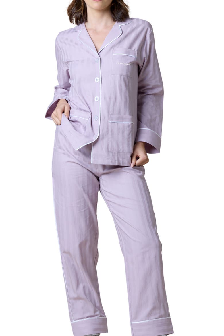 Bridesmaid Cotton Long Pajama Set, Alternate, color, Lavender