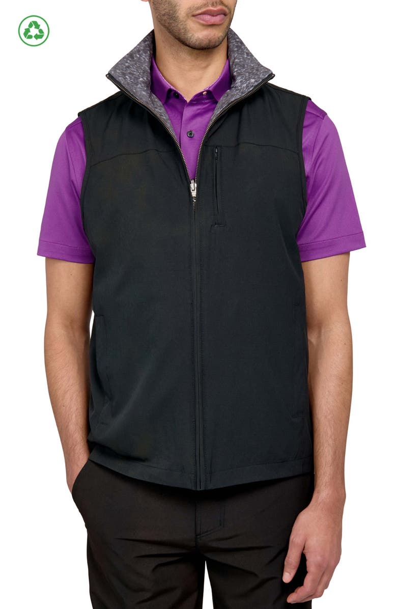 CONSTRUCT Regular Fit Texture Print Recycled Performance Reversible Vest, Alternate, color, Black