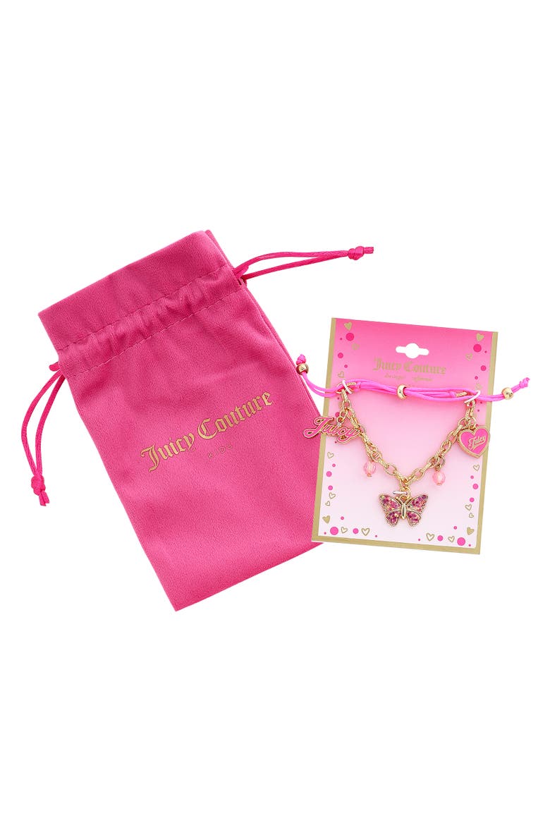Kids Adjustable Butterfly Charm Bracelet, Alternate, color, gold, pink